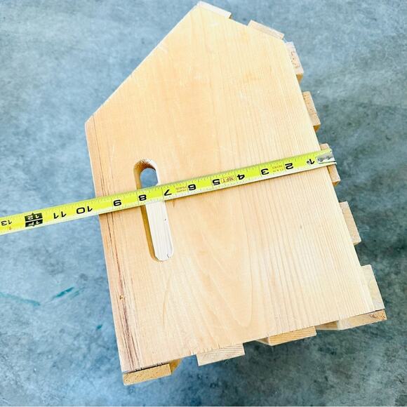 Modern Rustic Raw Light Beige Wood Slat Handle Bucket Box Crate Storage With Lip - Picture 8 of 9